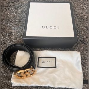 GUCCI BLACK WIDE LEATHER BELT - AMAZING CONDITION